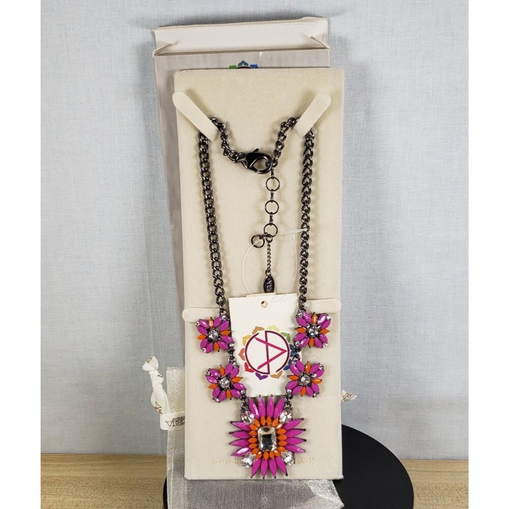 Amrita Singh Princess Joan  FUCHSIA Orange Austrian Crystals Statement Necklace